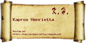 Kapros Henrietta névjegykártya